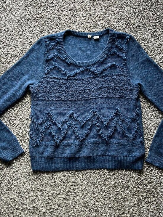 Moth Sweaters - Anthropologie Moth Textured Alpaca Wool Blue Knit Sweater Wmn Med Indie Cottage